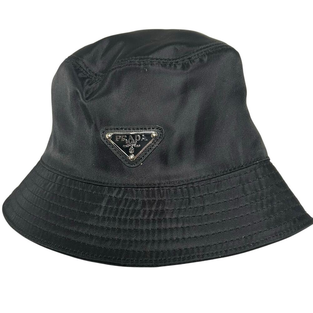 Prada Black Nylon Bucket Hat Size M